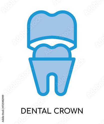 Dental dental crown medical flat glyph illustration