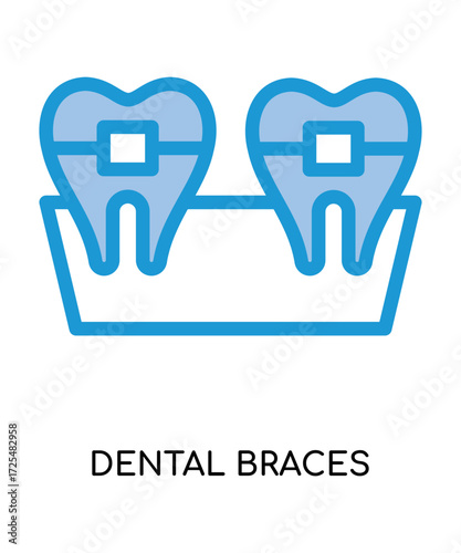 Dental dentak braces medical flat glyph illustration