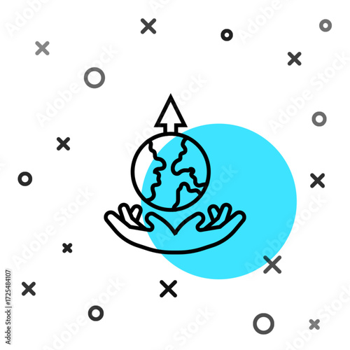 Black line World expansion icon isolated on white background. Random dynamic shapes. Vector