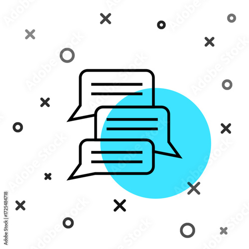 Black line Online psychological counseling distance icon isolated on white background. Psychotherapy, psychological help, psychiatrist online consulting. Random dynamic shapes. Vector