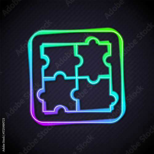 Glowing neon line Solution to the problem in psychology icon isolated on black background. Puzzle. Therapy for mental health. Vector