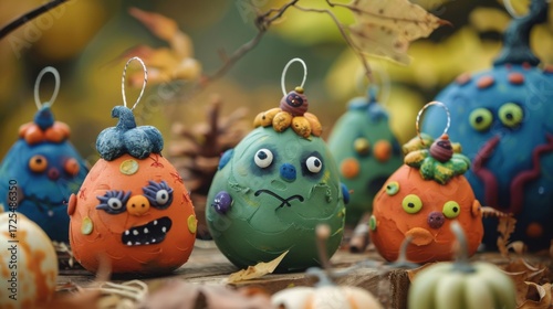 Childlike Clay-style Halloween Little Monster Ornament Pictures