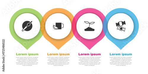 Set Cigarette, Cup of tea with lemon, Tea leaf and Candy. Business infographic template. Vector