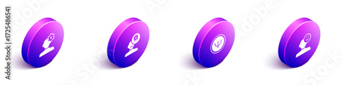Set Isometric Solution problem in psychology, Male doctor, Psychology and Good mood icon. Vector