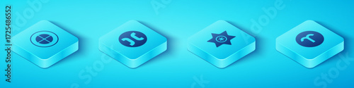 Set Isometric Earth globe, Pisces zodiac, Aries and Falling star icon. Vector