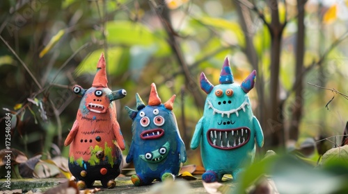 Childlike Clay-style Halloween Little Monster Ornament Pictures
