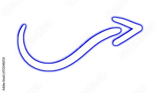 Blue Neon Curved Up Right Arrow