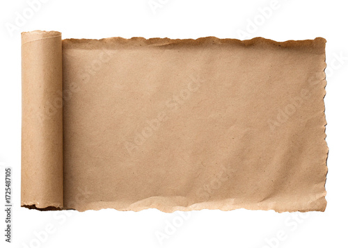 Old paper kraft ripped paper cut out isolated on transparent background
