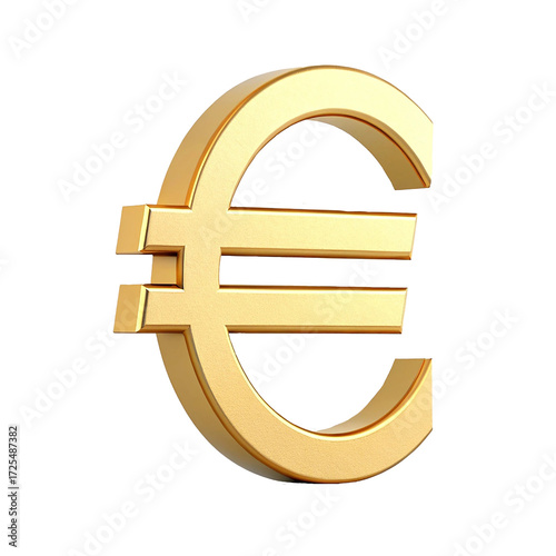 Gold euro symbol isolated on white background for money and finance themes