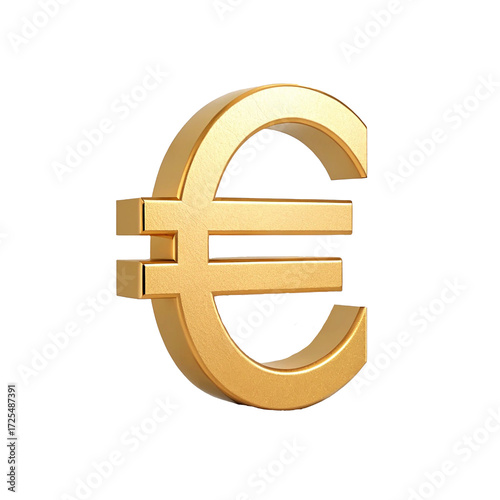 Gold euro symbol isolated on white background for money and finance themes
