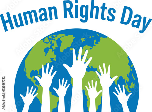 Diverse hands reaching up towards a globe, celebrating Human Rights Day