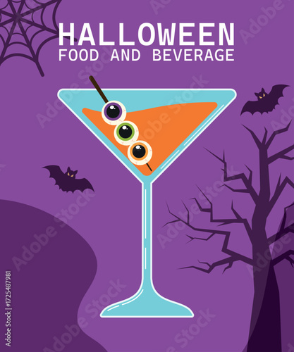 Flat Halloween Cocktail Drink and Beverage Vector Illustration