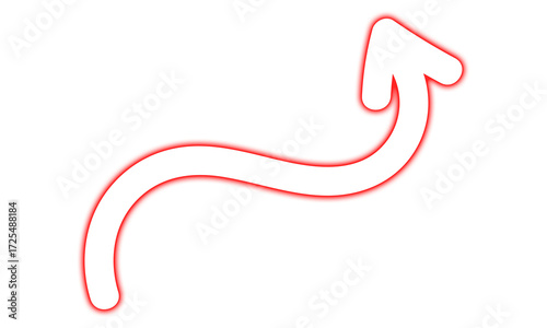 Curved Neon Red Arrow