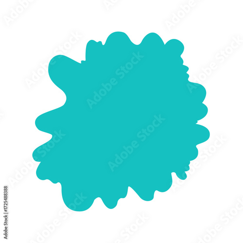 Turquoise wavy blot frame on transparent background with copy space