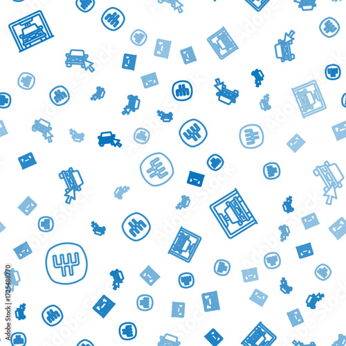 Set line Gear shifter, Car wash and Online car sharing on seamless pattern. Vector
