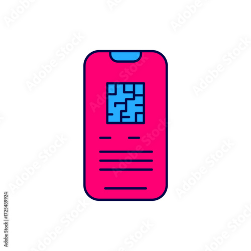 Filled outline Online ticket booking and buying app interface icon isolated on white background. E-tickets ordering. Electronic train ticket on screen. Vector