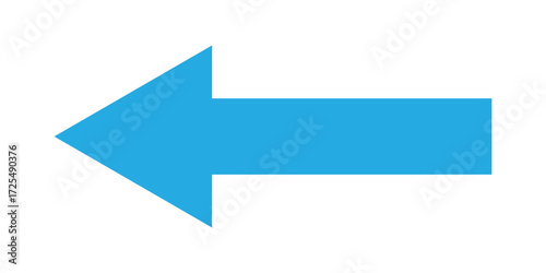 Blue isolated arrowhead icons on white background. Simple abstract pointing vector icons on white page. Left side arrowhead icon. Bold arrow-head icons set. EPS 10. 
