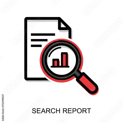 Analyze business performance with this magnifying glass silhouette, revealing insights in a report for strategic growth and data-driven decision-making