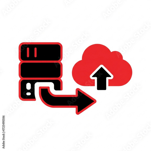 Streamlined data transfer silhouette, illustrating modern cloud connectivity and server migration solutions, perfect for tech companies and digital innovation