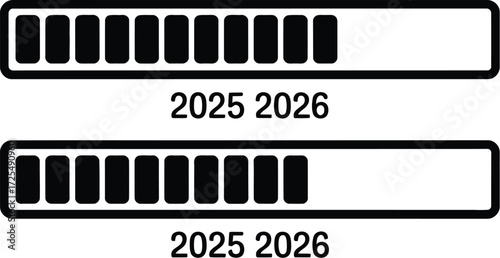 Progress bars with years 2025 and 2026, symbolizing future planning and development.