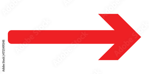 Red isolated arrowhead icons on white background. Simple abstract pointing vector icons on white page .Right side arrowhead icon. Bold arrow-head icons set. 