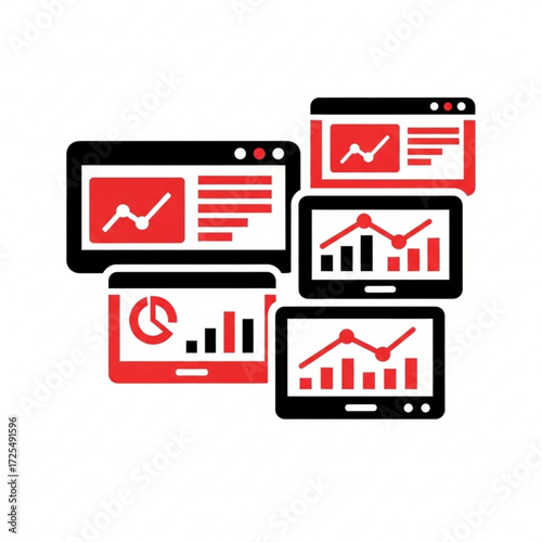 Dynamic digital dashboards displaying insightful analytics and growth trends, a compelling silhouette for business success
