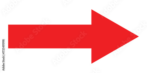 Red isolated arrowhead icons on white background. Simple abstract pointing vector icons on white page .Right side arrowhead icon. Bold arrow-head icons set. 