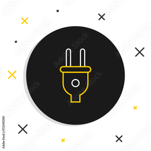 Line Electric plug icon isolated on white background. Concept of connection and disconnection of the electricity. Colorful outline concept. Vector