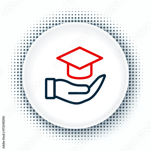 Line Education grant icon isolated on white background. Tuition fee, financial education, budget fund, scholarship program, graduation hat. Colorful outline concept. Vector