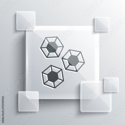 Grey Gem stone icon isolated on grey background. Jewelry symbol. Diamond. Square glass panels. Vector