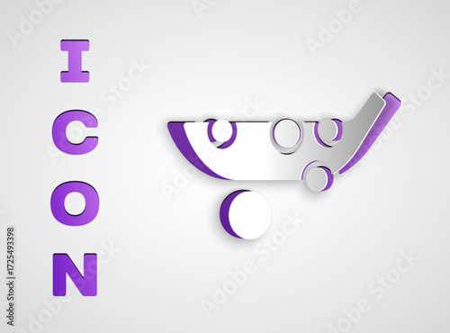 Paper cut Peas icon isolated on grey background. Paper art style. Vector