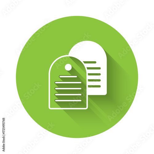 White Holy bible book icon isolated with long shadow background. Green circle button. Vector