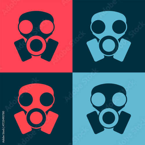 Pop art Gas mask icon isolated on color background. Respirator sign. Vector