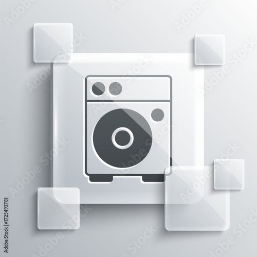 Grey Guitar amplifier icon isolated on grey background. Musical instrument. Square glass panels. Vector
