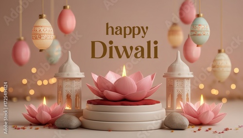 Celebrate the Festival of Lights with stunning Diwali decorations warm glowing lanterns and delicate lotus flower diya designs