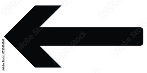 Black dark isolated arrowhead icons on white background. Simple abstract pointing vector icons on white page. Left side arrowhead icon. Bold arrow-head icons set.