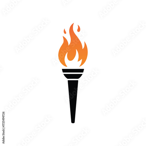 Burning torch isolated on white background