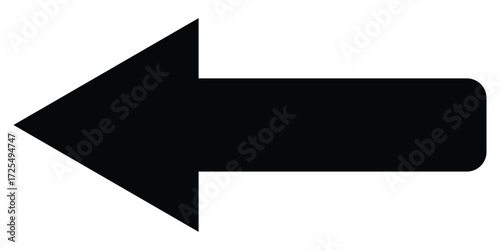 Black dark isolated arrowhead icons on white background. Simple abstract pointing vector icons on white page. Left side arrowhead icon. Bold arrow-head icons set.