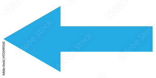 Blue isolated arrowhead icons on white background. Simple abstract pointing vector icons on white page. Left side arrowhead icon. Bold arrow-head icons set. EPS 10. 