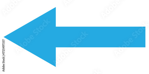 Blue isolated arrowhead icons on white background. Simple abstract pointing vector icons on white page. left side arrowhead icon. Bold arrow-head icons set. 