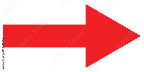 Red isolated arrowhead icons on white background. Simple abstract pointing vector icons on white page .Right side arrowhead icon. Bold arrow-head icons set. EPS 10. 