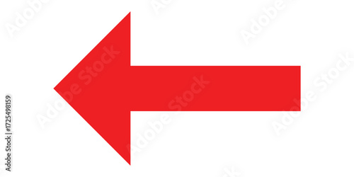 Red isolated arrowhead icons on white background. Simple abstract pointing vector icons on white page. left side arrowhead icon. Bold arrow-head icons set. EPS 10. 