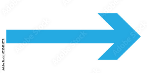 Blue isolated arrowhead icons on white background. Simple abstract pointing vector icons on white page. Right side arrowhead icon. Bold arrow-head icons set. 