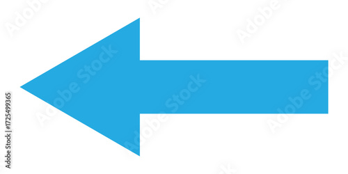 Blue isolated arrowhead icons on white background. Simple abstract pointing vector icons on white page. left side arrowhead icon. Bold arrow-head icons set. 