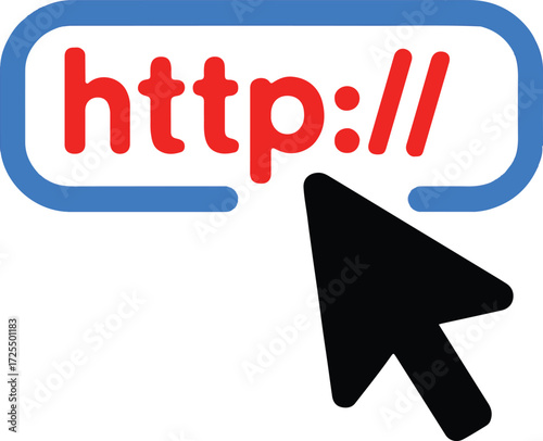 Red http text inside blue rounded rectangle on white background protocol internet