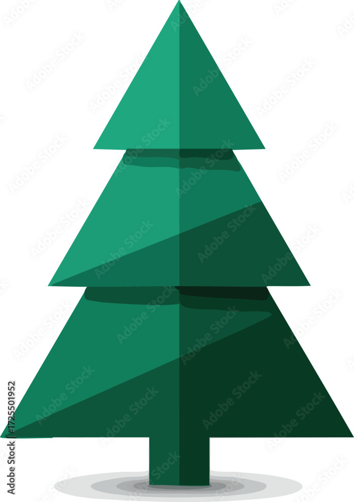 Fototapeta premium Geometric Christmas tree illustration on a clean white background.
