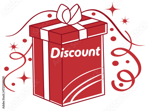 Celebrate Savings with a Discount Gift, a festive present for special offers, promotions, and seasonal deals. Perfect for marketing campaigns!