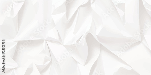 Crumpled White Paper Background with Grunge Folds and Worn Surface Texture for Creative Artistic Projects and Presentation Templates