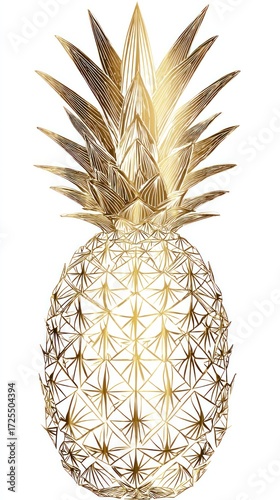 Gold pineapple graphic, detailed design