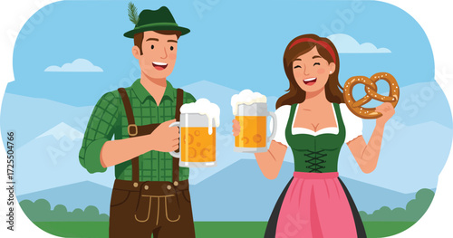 Oktoberfest Beer and Pretzels Pattern.